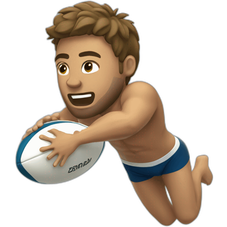 Rugby player diving with shorts emoji