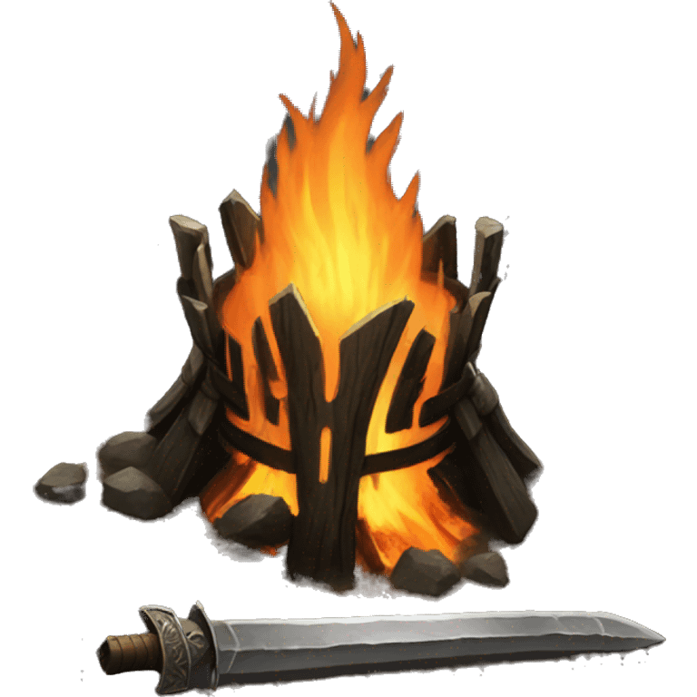 dark souls bonfire with a sword in the middle emoji