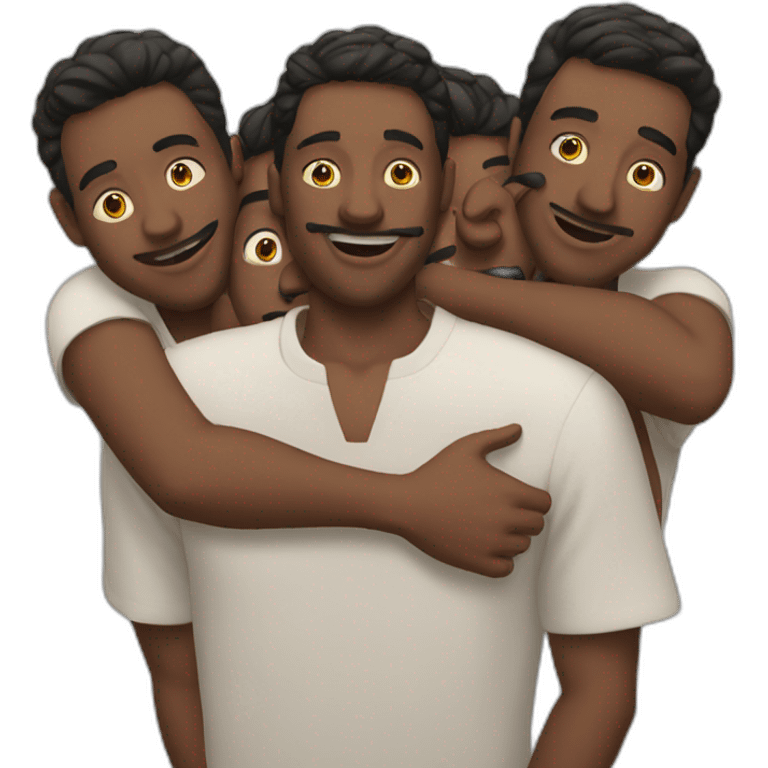 Five men embracing emoji