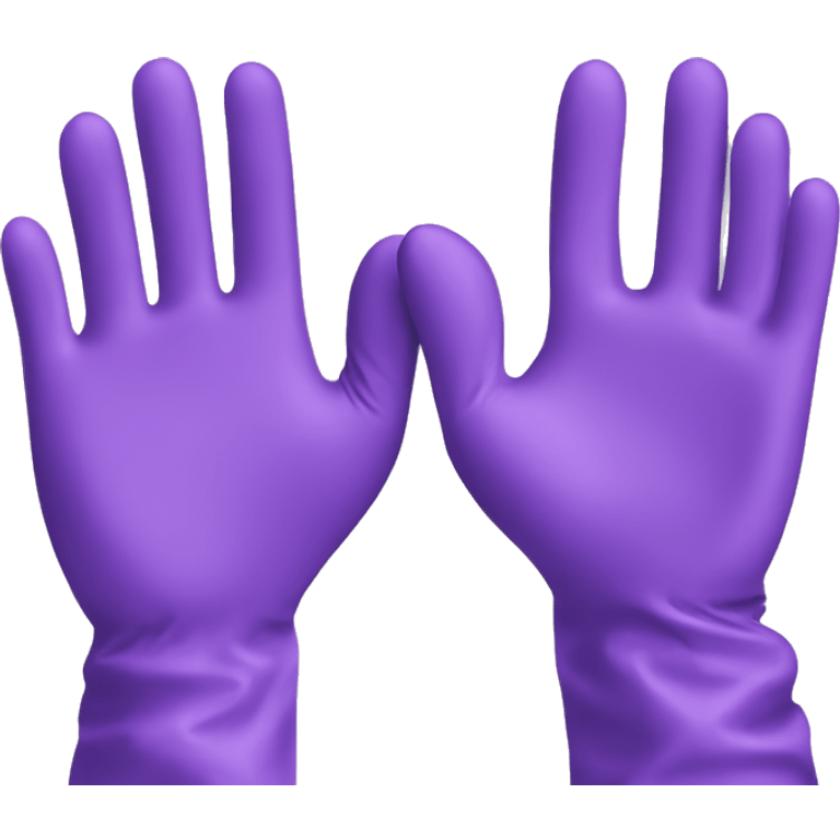 Realistic purple medical gloved hands isolated.  emoji