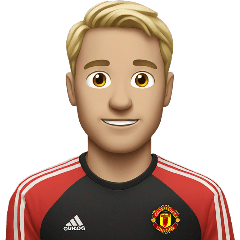 Man wearing Manchester United shirt emoji