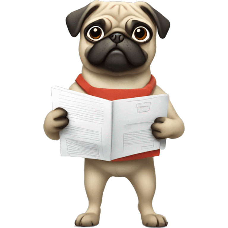 a pug holding a folder with documents emoji