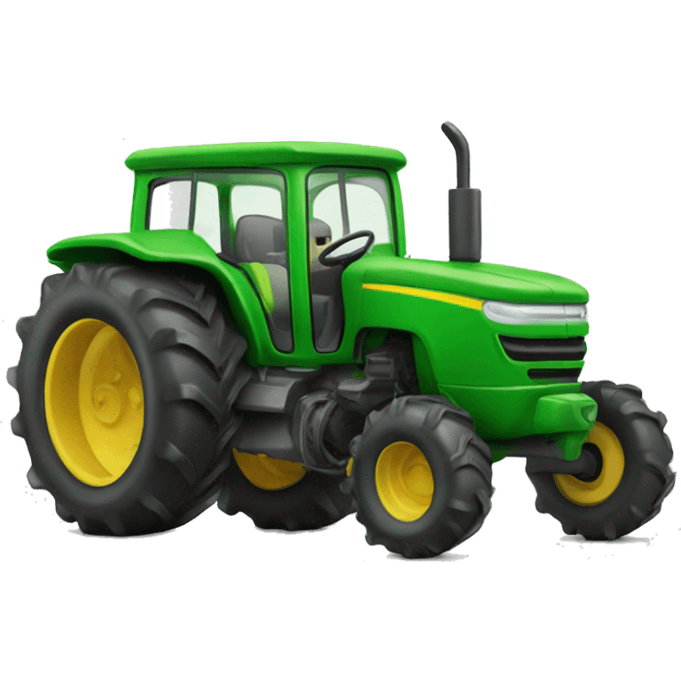 Tractor verde con su carro emoji