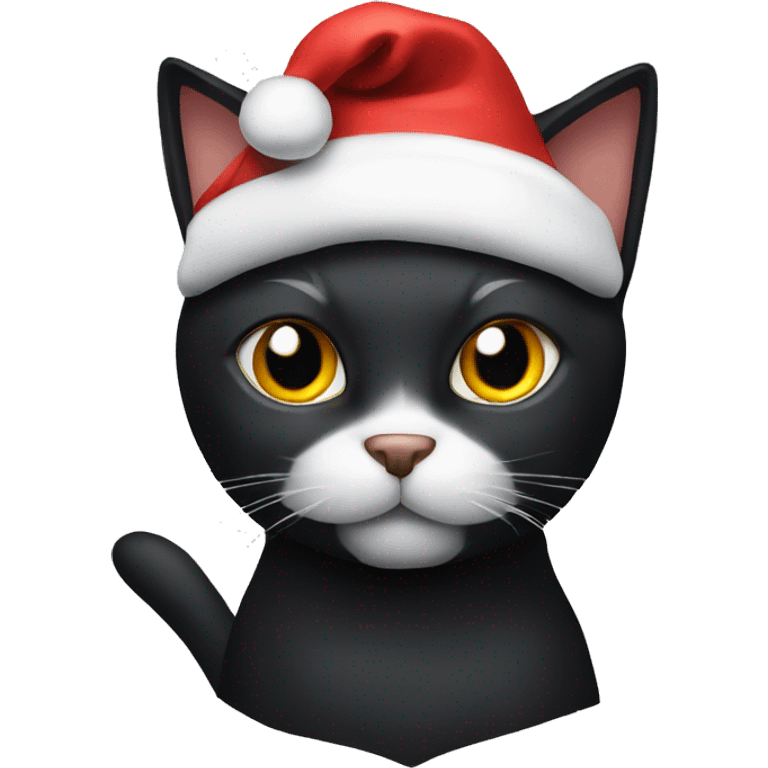 Black cat wearing Santa hat emoji