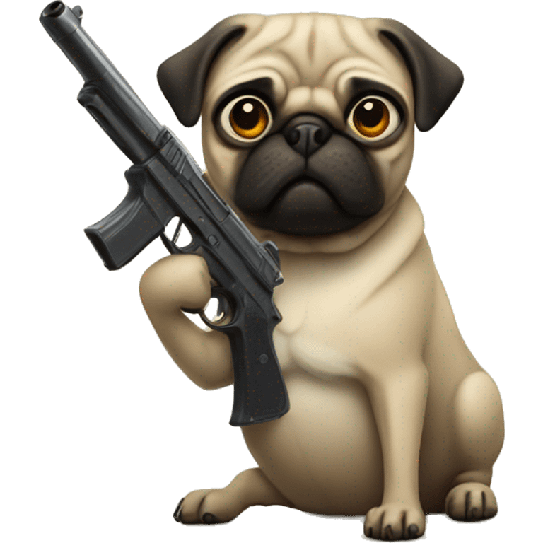 Pug with gun emoji