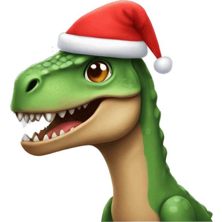 dinosaur in an santa hat emoji