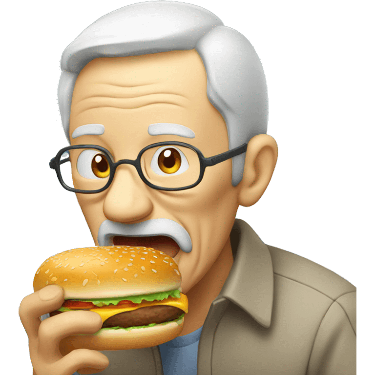 old man eating burger emoji