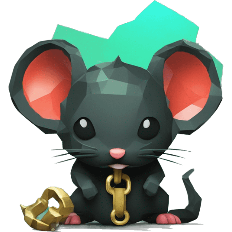 Black red gold green cyan rusty grunge effect scratched patina rat mouse puppy scorpion tail stinger gangsta gangster pixel 3d render low poly emoji