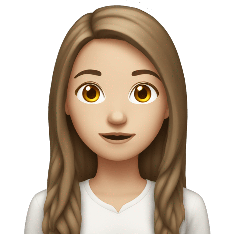 white girl, long brown hair, using pc emoji