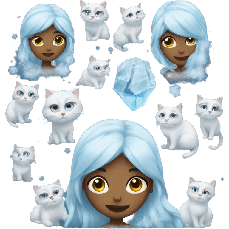 Girl with cats frozen in ice  emoji