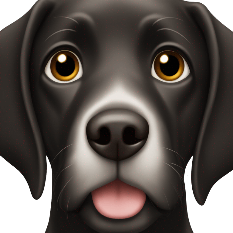 Black lab dog with brown eyes and white chest emoji