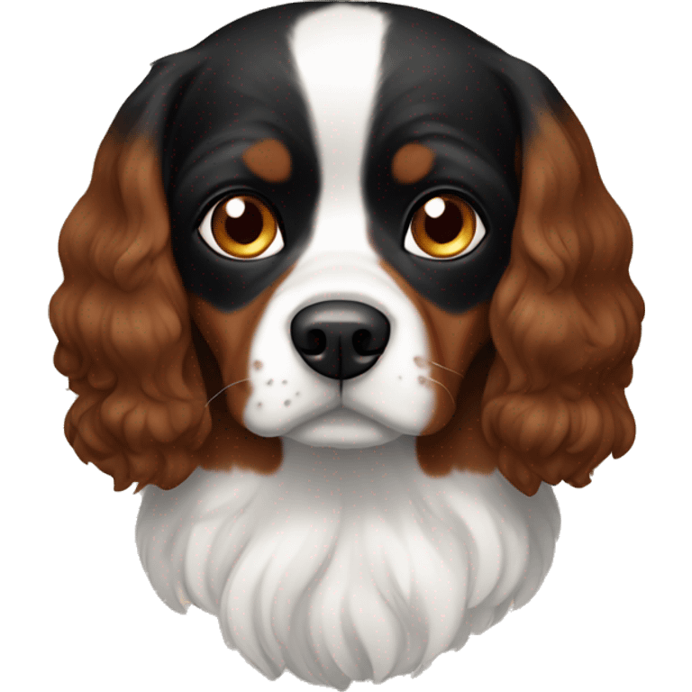 Black with brown eye brown, cavalier dog emoji