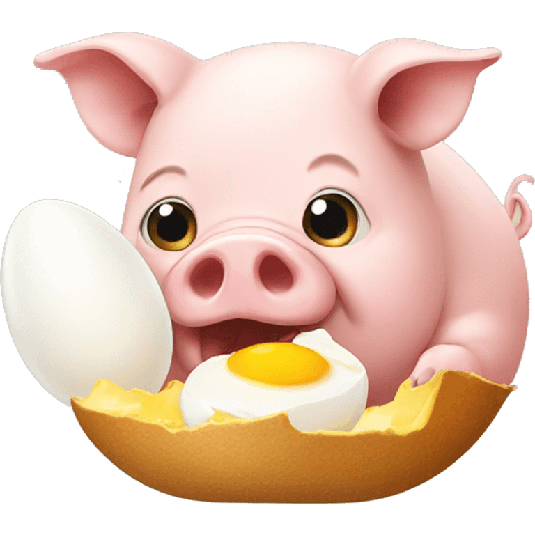 pig eating eggs emoji