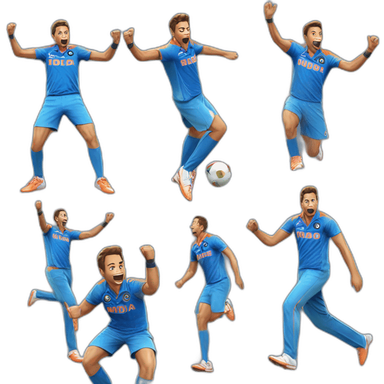 narendra modi in blue indian cricket team jersey doing cristiano ronaldo's celebration 'siuuu' emoji