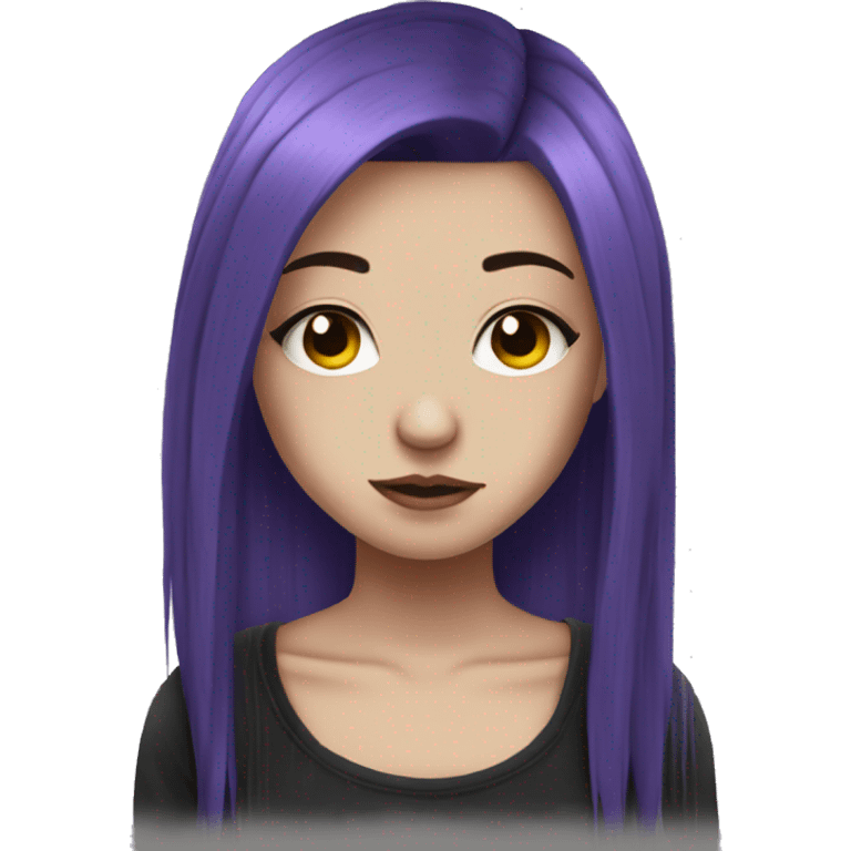 Emo girl choppy long purple hair piercings emoji