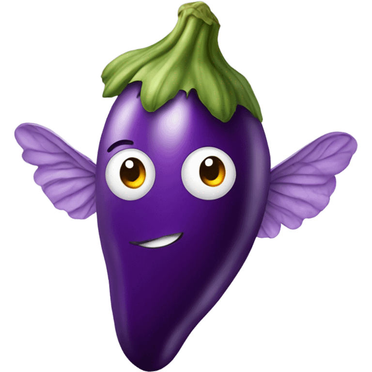 Eggplant with wings emoji