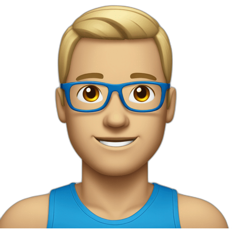 homme sans cheveux avec des lunette bleue qui fait du crossfit emoji