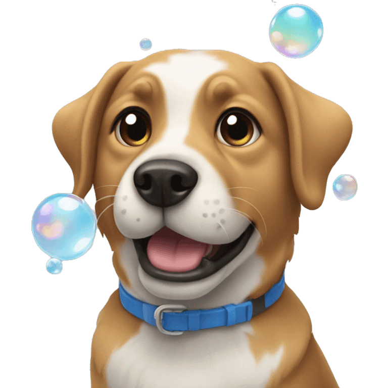 Dog playing with bubbles emoji