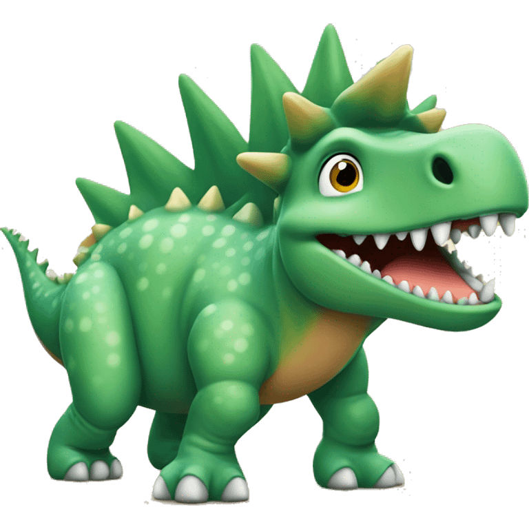 A stegosaurus dinosaur playing happily emoji