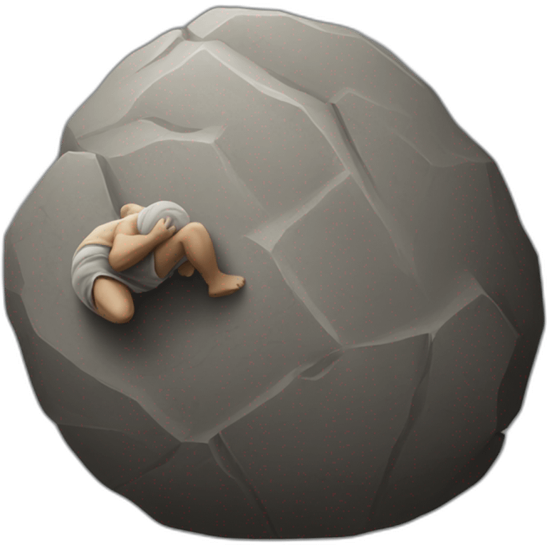 Sisyphus rolling a rock emoji