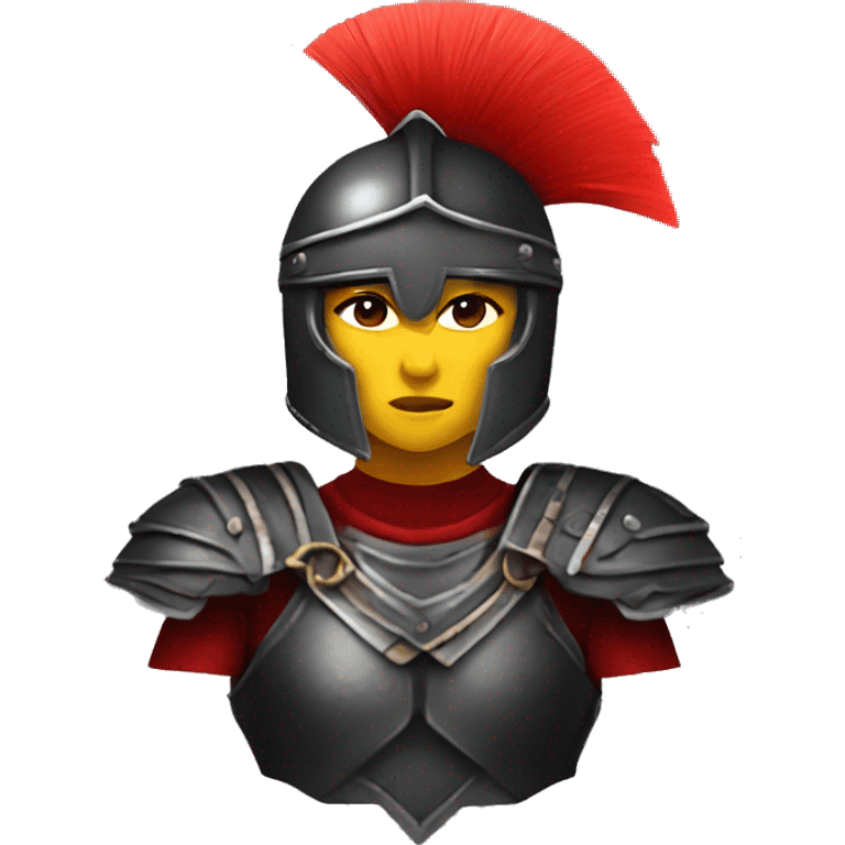 Fantasy spartan warrior female wearing detailed black armor with a red plumed helmet
 emoji