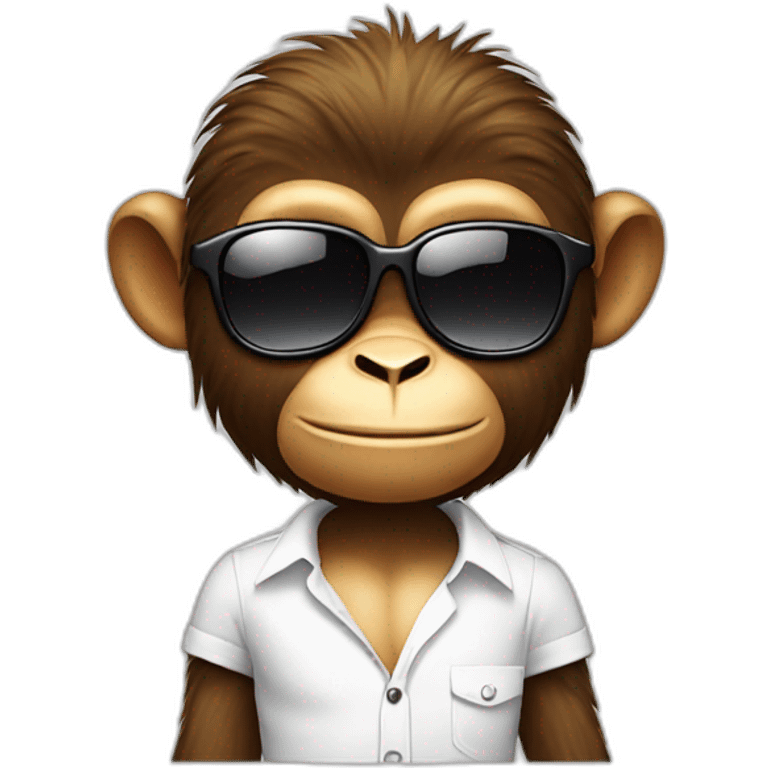 Little Monkey with sunglass and white shirt  emoji