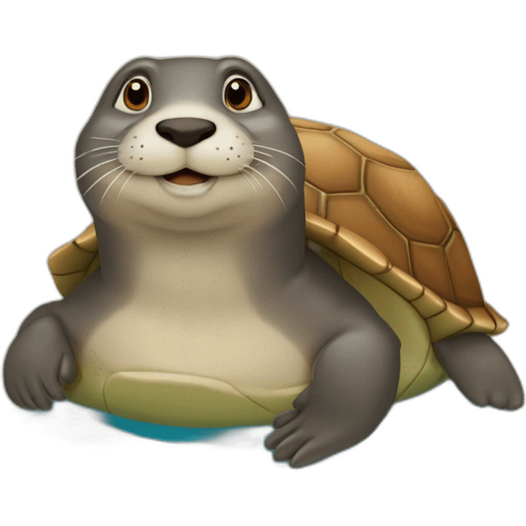 une loutre sur une tortue emoji