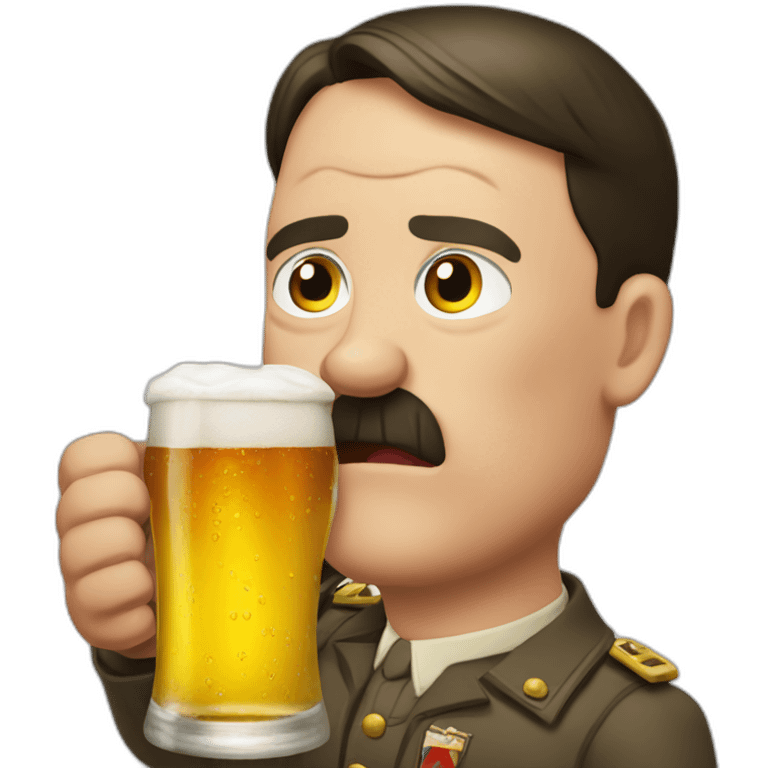 Hadolf hitler drinks à beer emoji