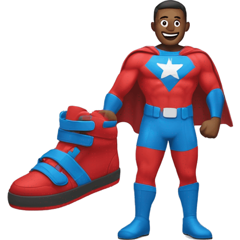 super hero grabing a pair of shoes emoji