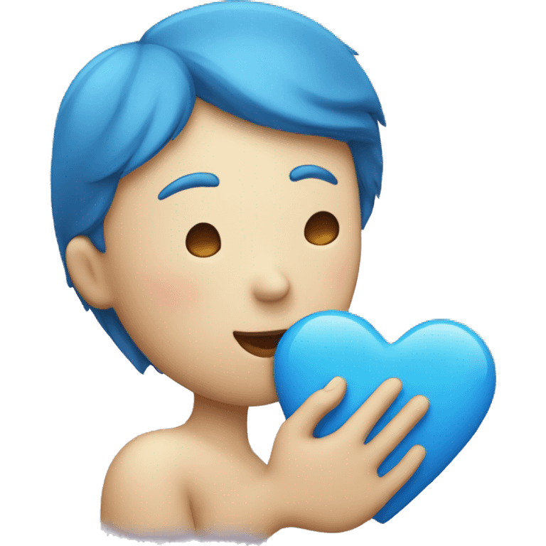 a person giving a kiss with a blue heart emoji