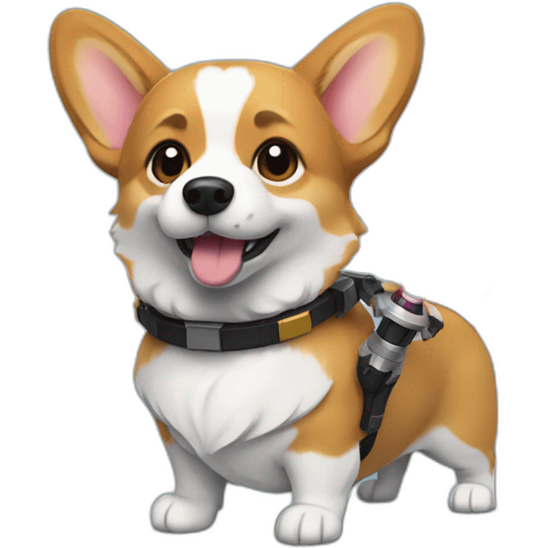 corgi with a saber laser emoji