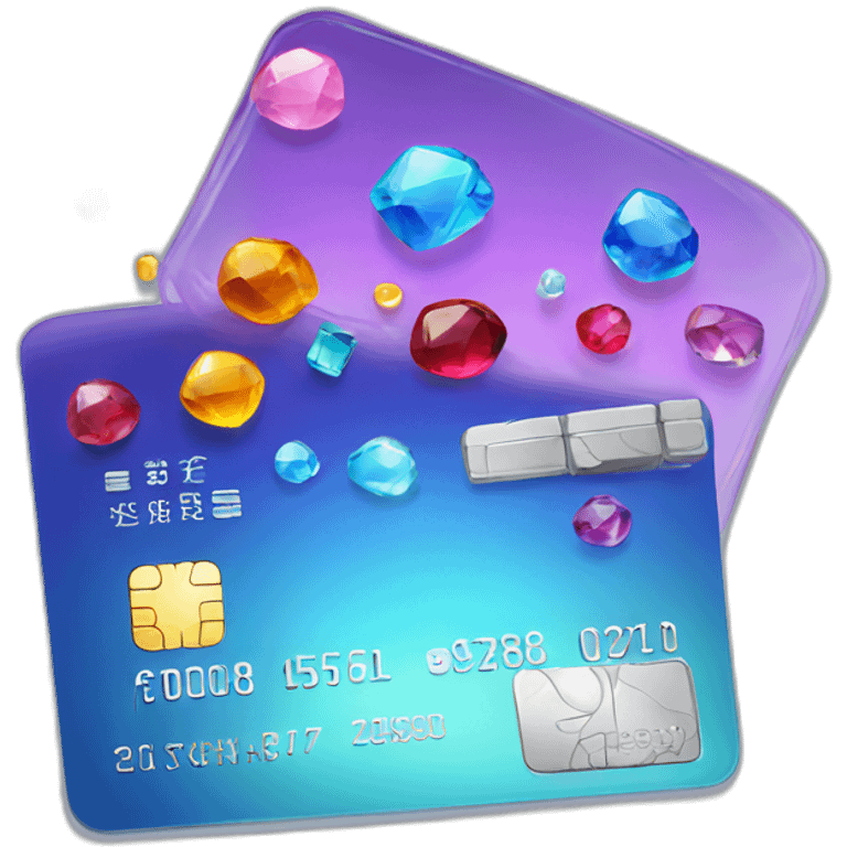 Glass credit card with gems emoji