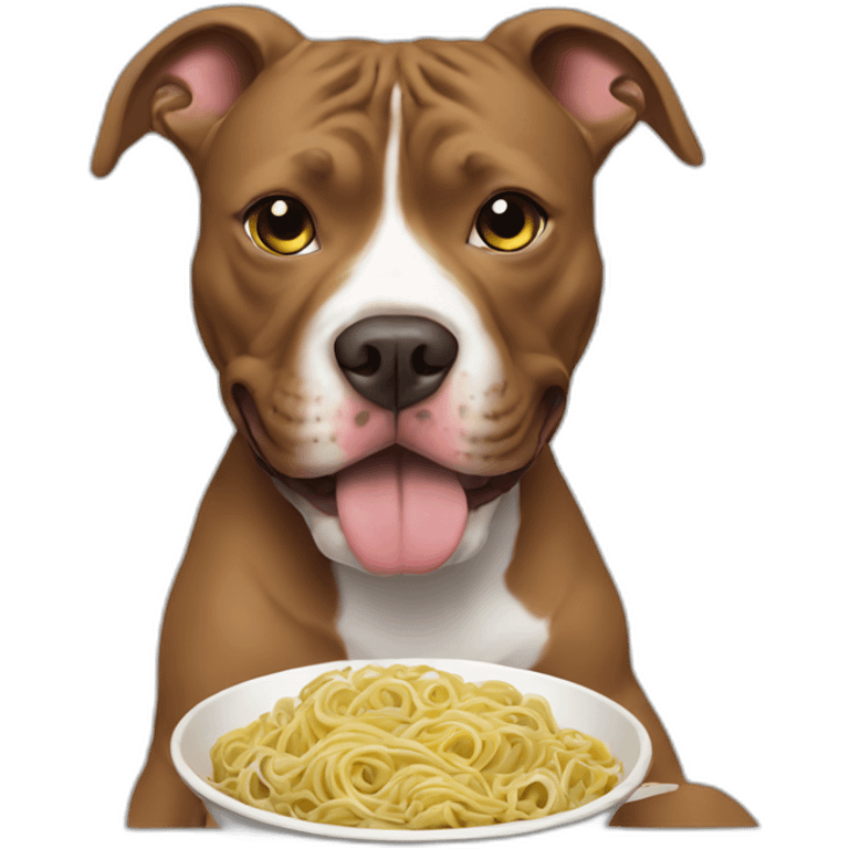 pitbull eating noodles emoji