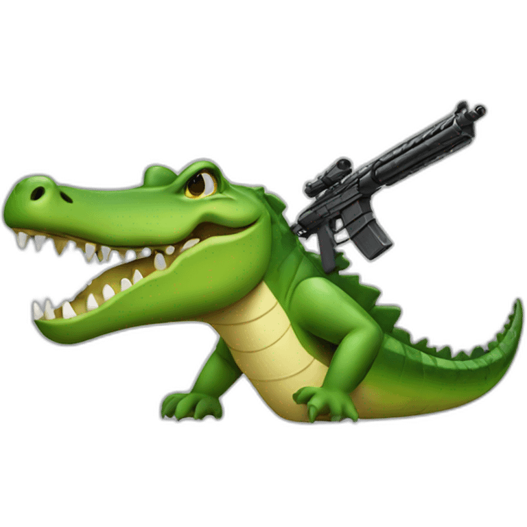 A crocodile with an gun emoji