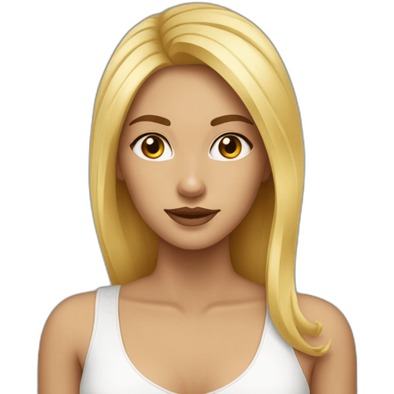 Femme blonde yeux marrons avec cheveux long lisse  emoji