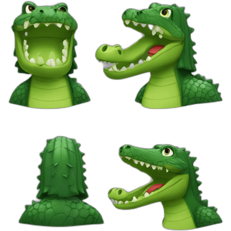 crocodile wearing a bob wig emoji