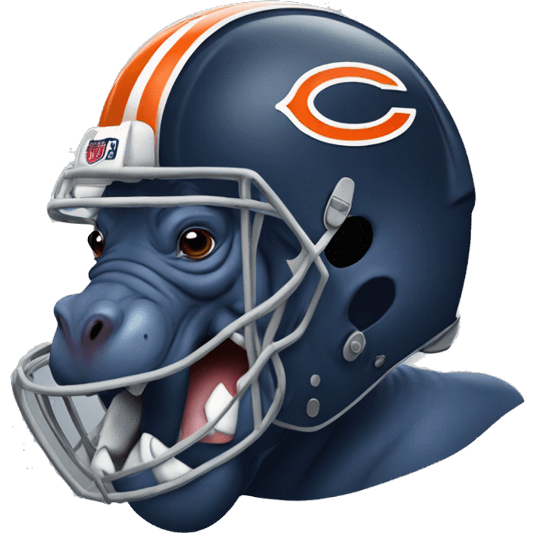 Hippo wearing Chicago bears football helmet  emoji