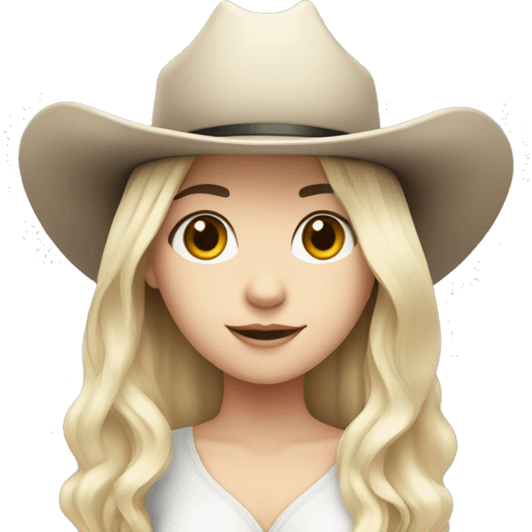 pale skin girl with black hair with a cowboy hat emoji