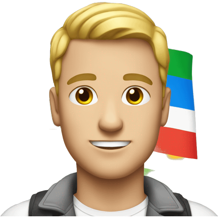 Gay white man with pride flag on shirt emoji