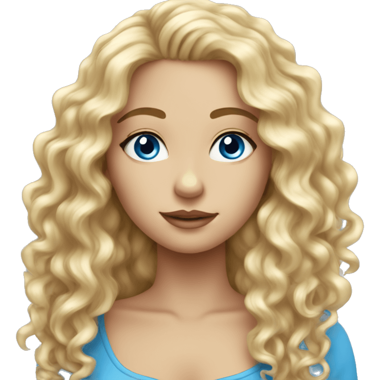 beautiful girl with long curly blonde hair and blue eyes emoji