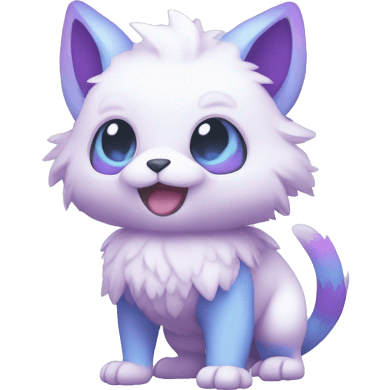 Cute cool white blue purple pink animal hybrid Fakemon full body emoji