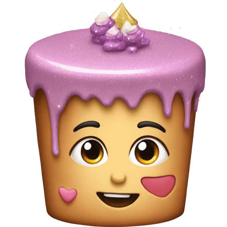 Realistic cake with glitter emoji