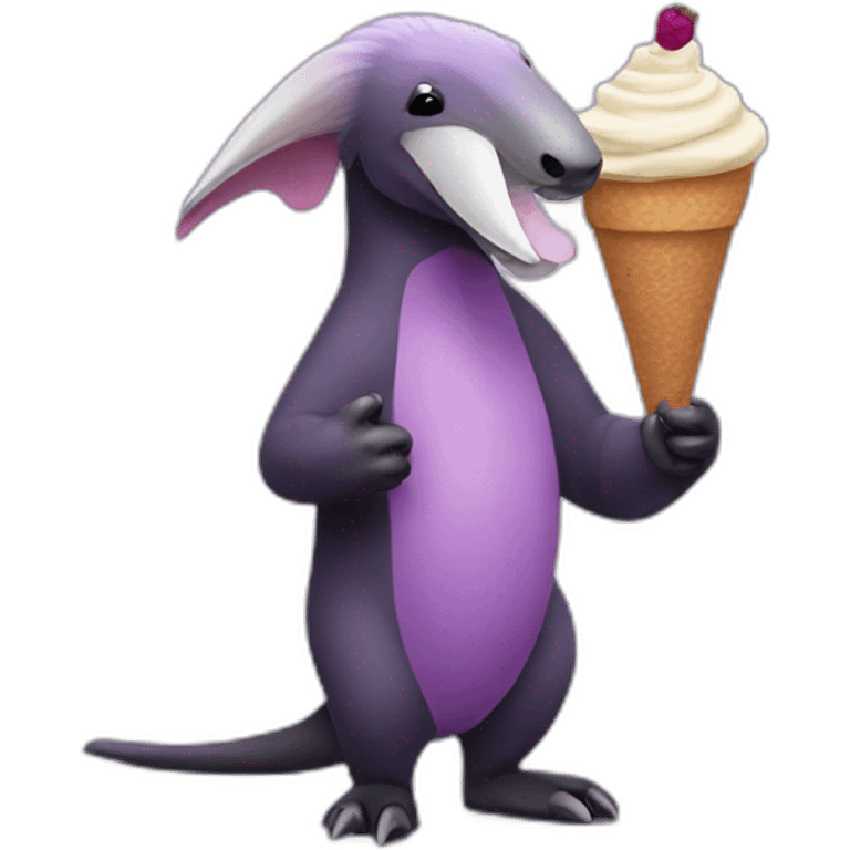 Purple anteater holding a parfait emoji