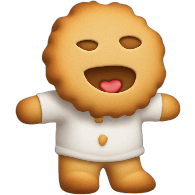 Un chamalot fait un hug à un biscuit emoji