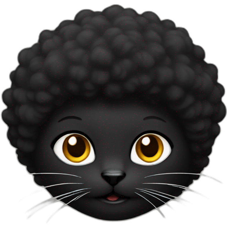 Black cat with Afro  emoji