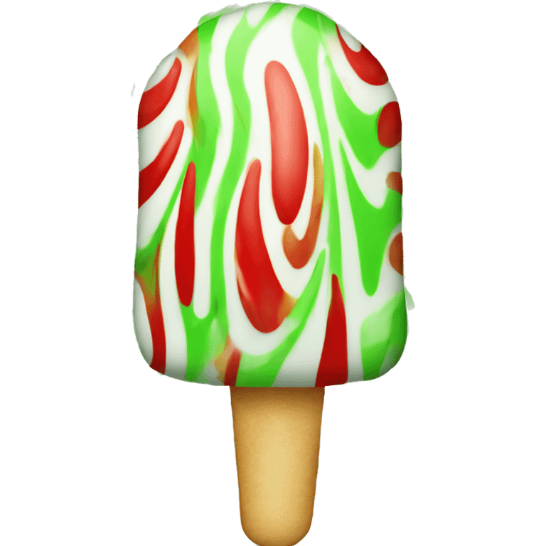 green and white swirly ice lolly, like a helter skelter round the outside, with red running through the middle emoji