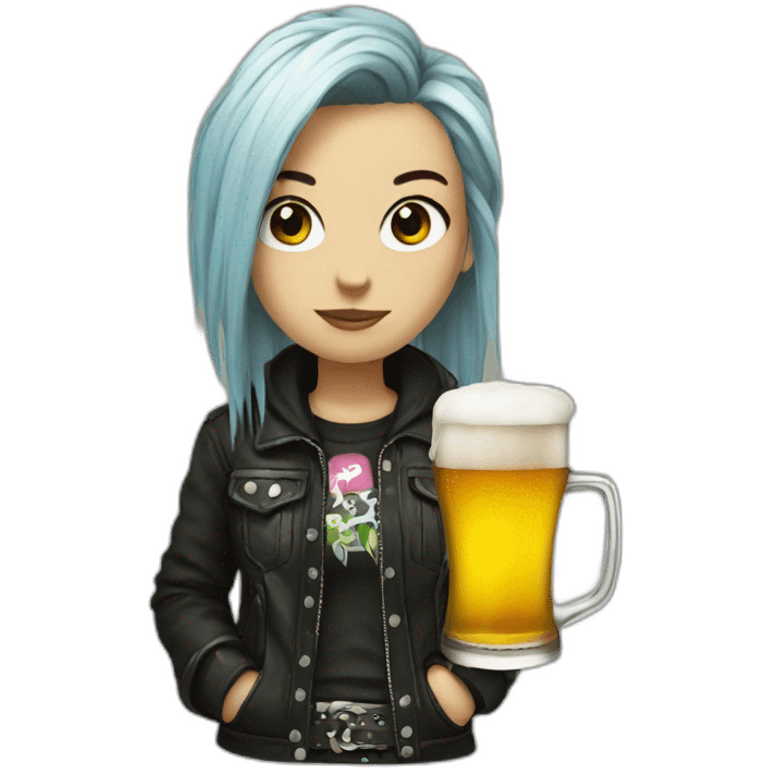 Punkgirl and beer emoji