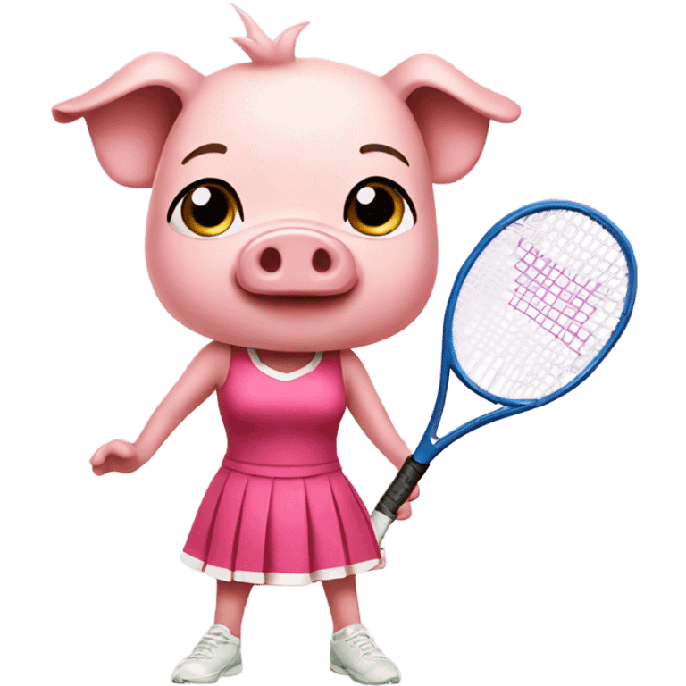 Female Pig playing tennis in dress emoji