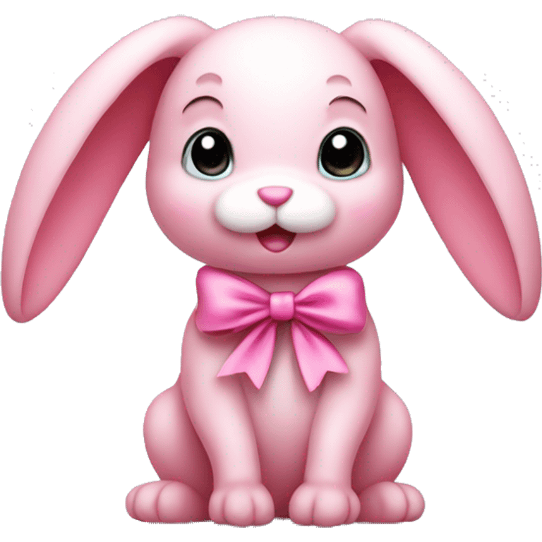 cute pink bunny with a bow emoji