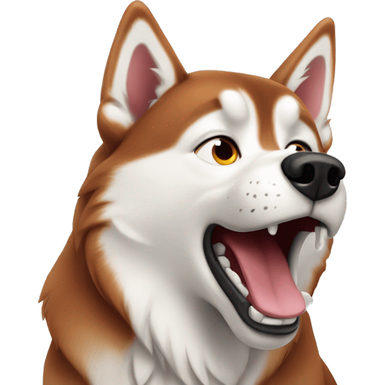 Red Siberian husky howling emoji